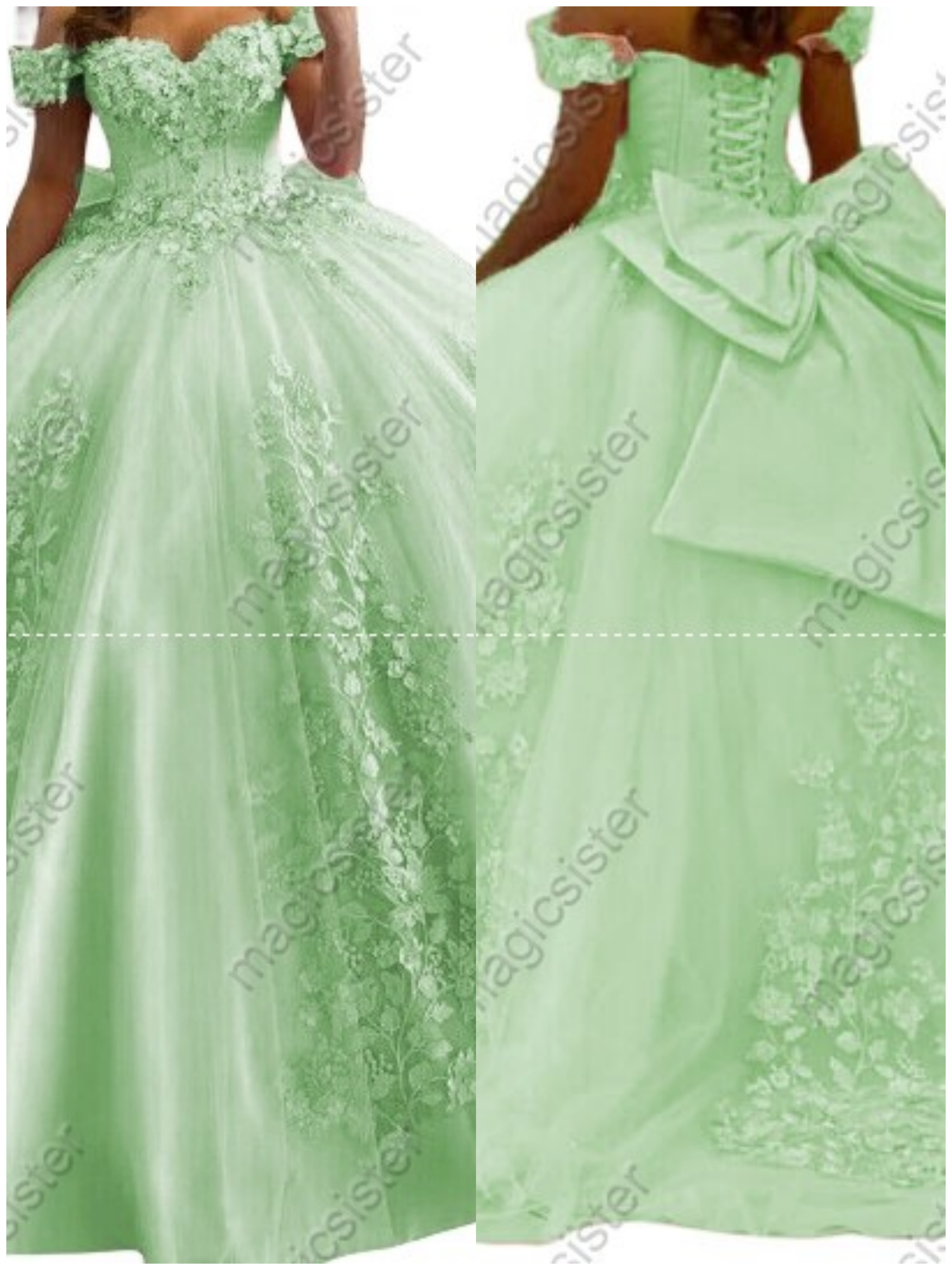 Factory Wholesale 3D Pearls Embroidered Floral Quinceanera Dress
