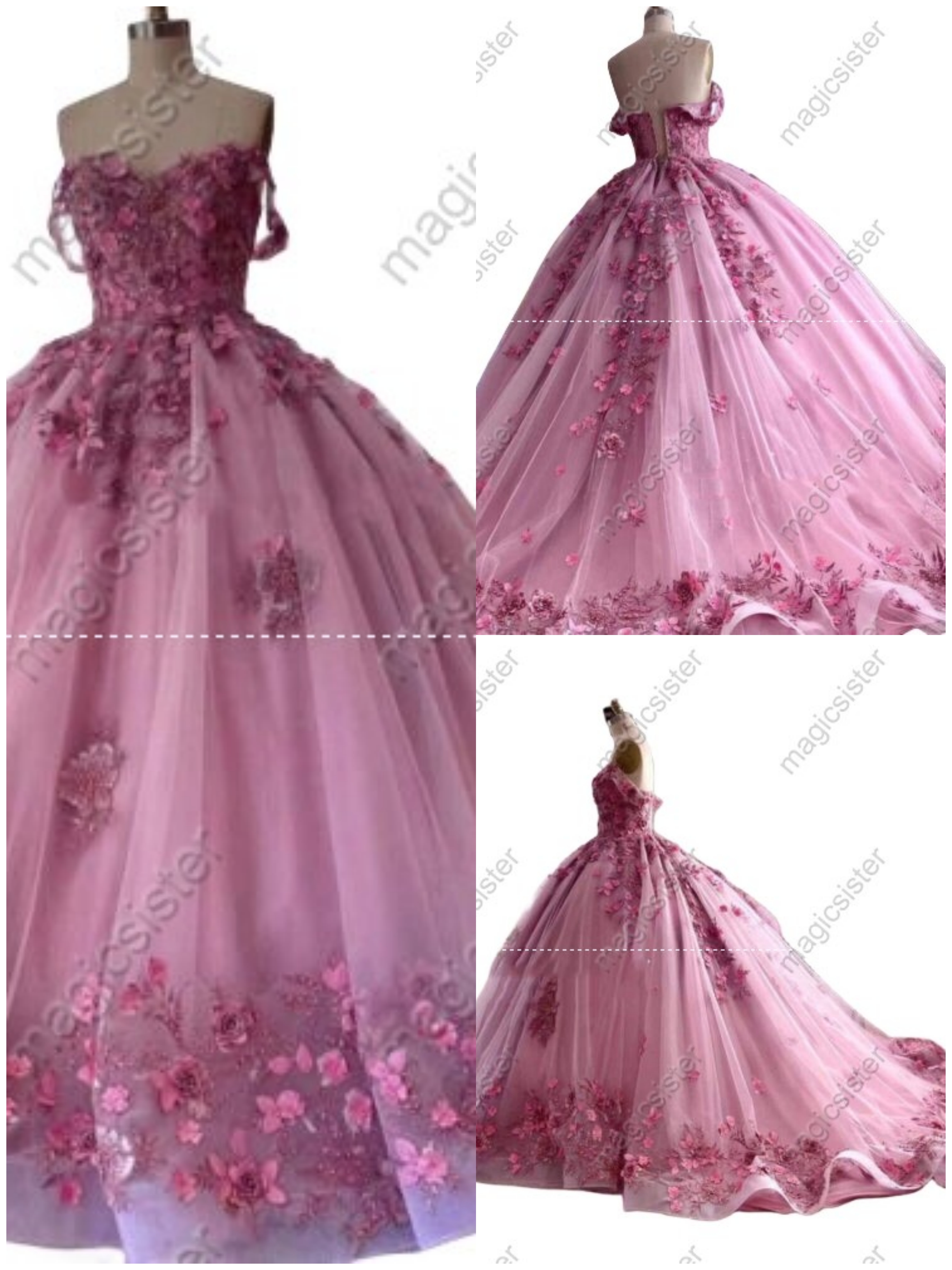 Blush Factory Wholesale Customized 3D Floral Quinceanera Dress