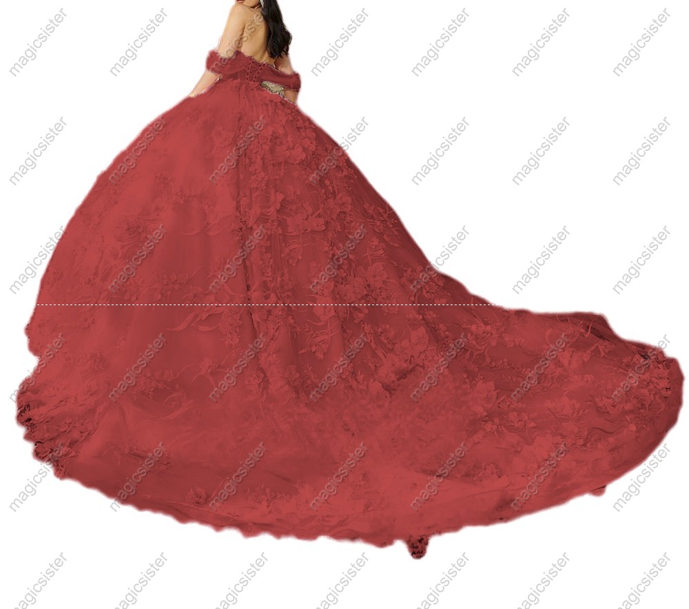 Luxury Factory Wholesale 3D Flower Quinceanera Dress