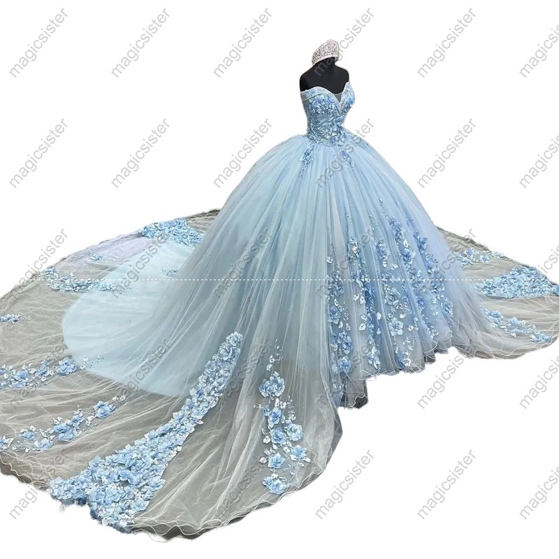 Luxury Factory Wholesale 3D Flower Quinceanera Dress