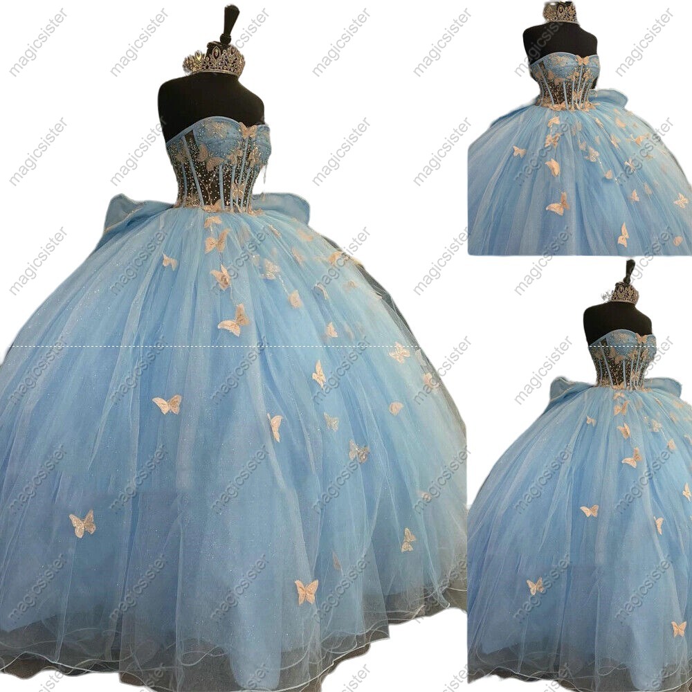 Topselling Factory Wholesale Princess Butterfly Quinceanera Dress