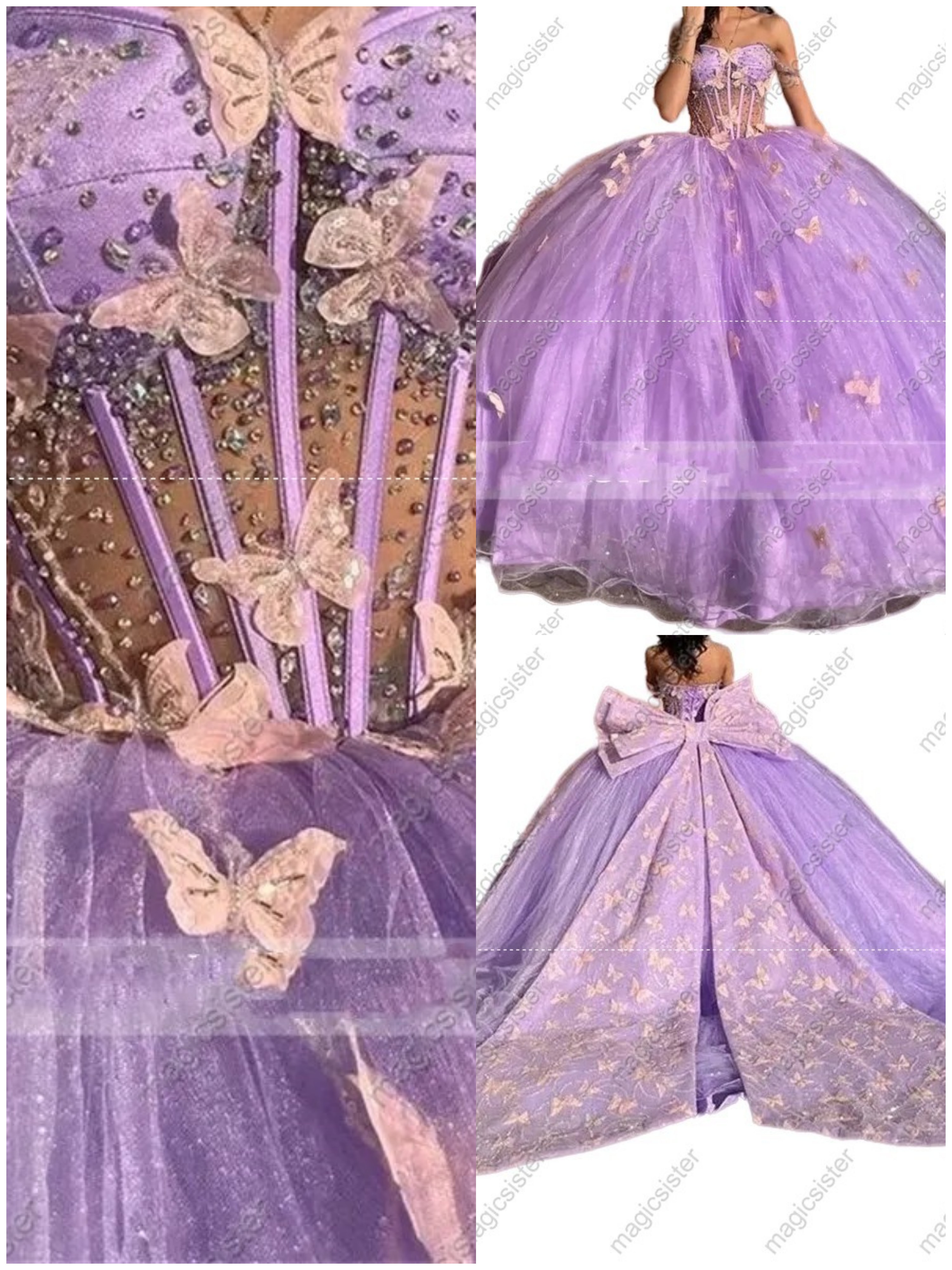 Topselling Factory Wholesale Princess Butterfly Quinceanera Dress