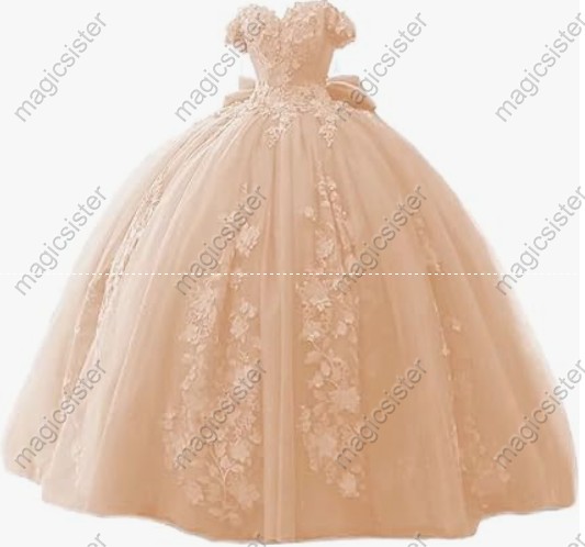 Factory Wholesale 3D Pearls Embroidered Floral Quinceanera Dress