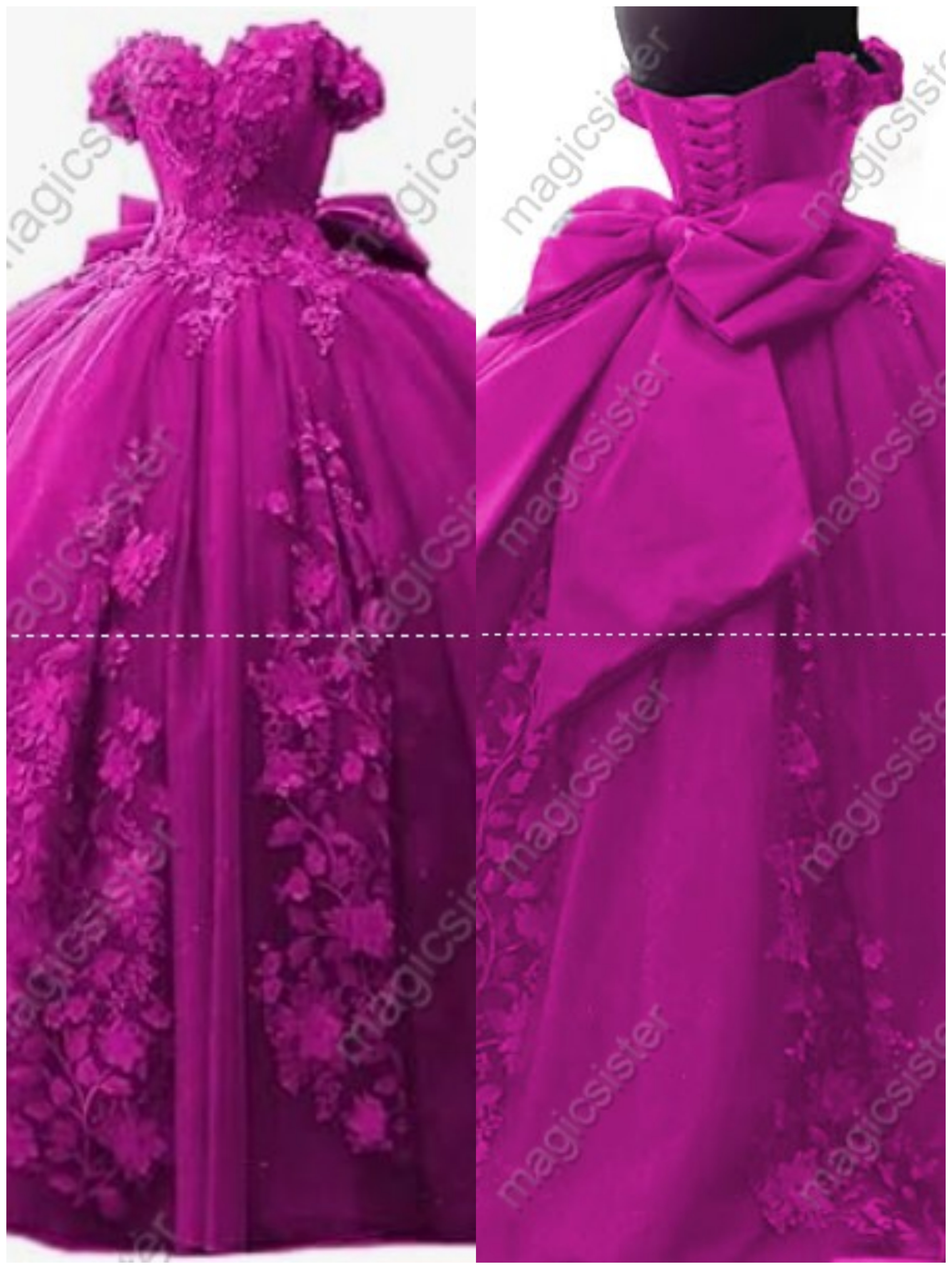 Factory Wholesale 3D Pearls Embroidered Floral Quinceanera Dress