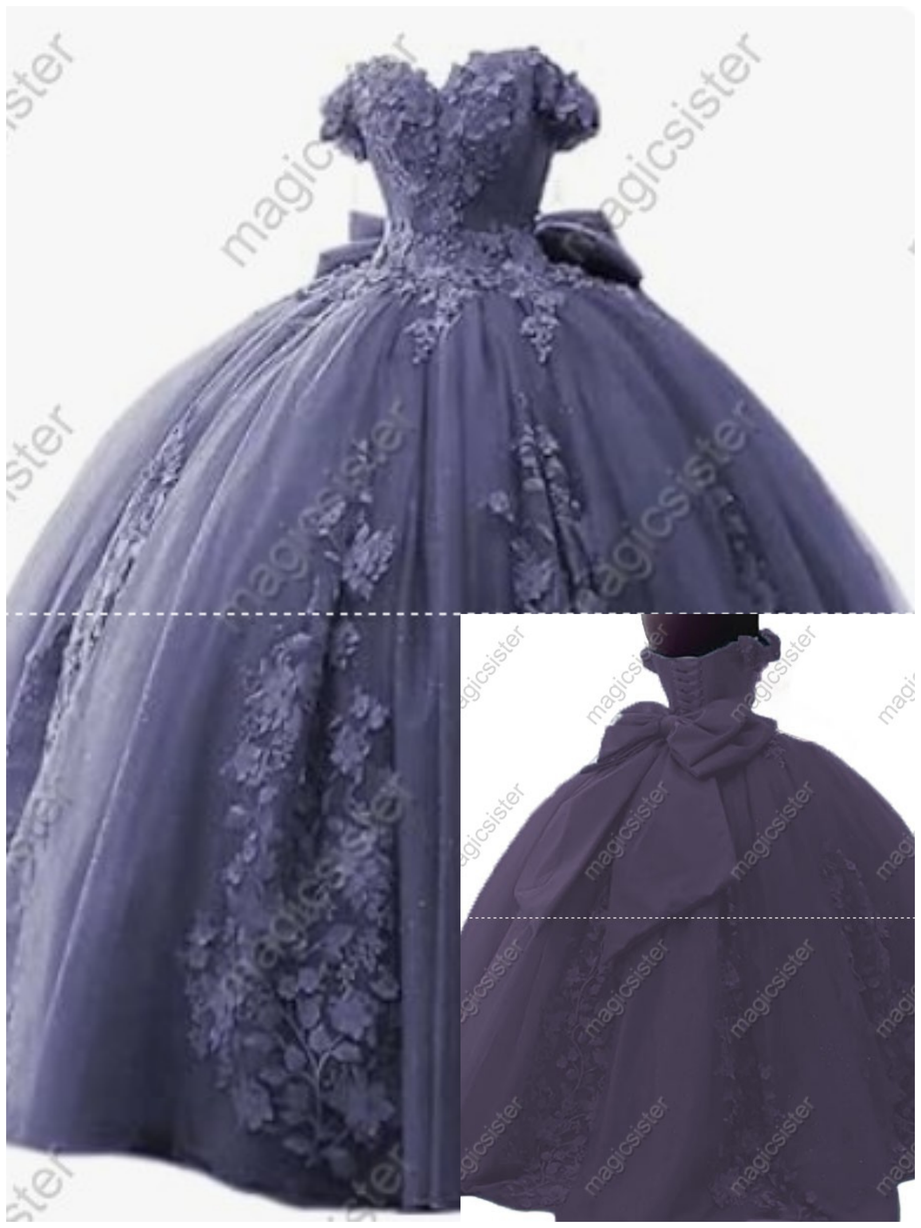 Factory Wholesale 3D Pearls Embroidered Floral Quinceanera Dress