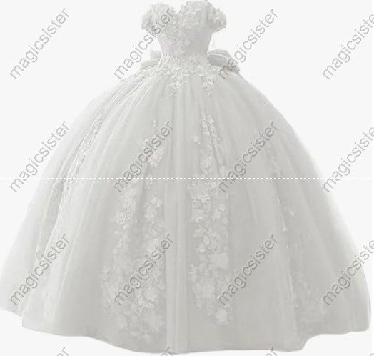Factory Wholesale 3D Pearls Embroidered Floral Quinceanera Dress