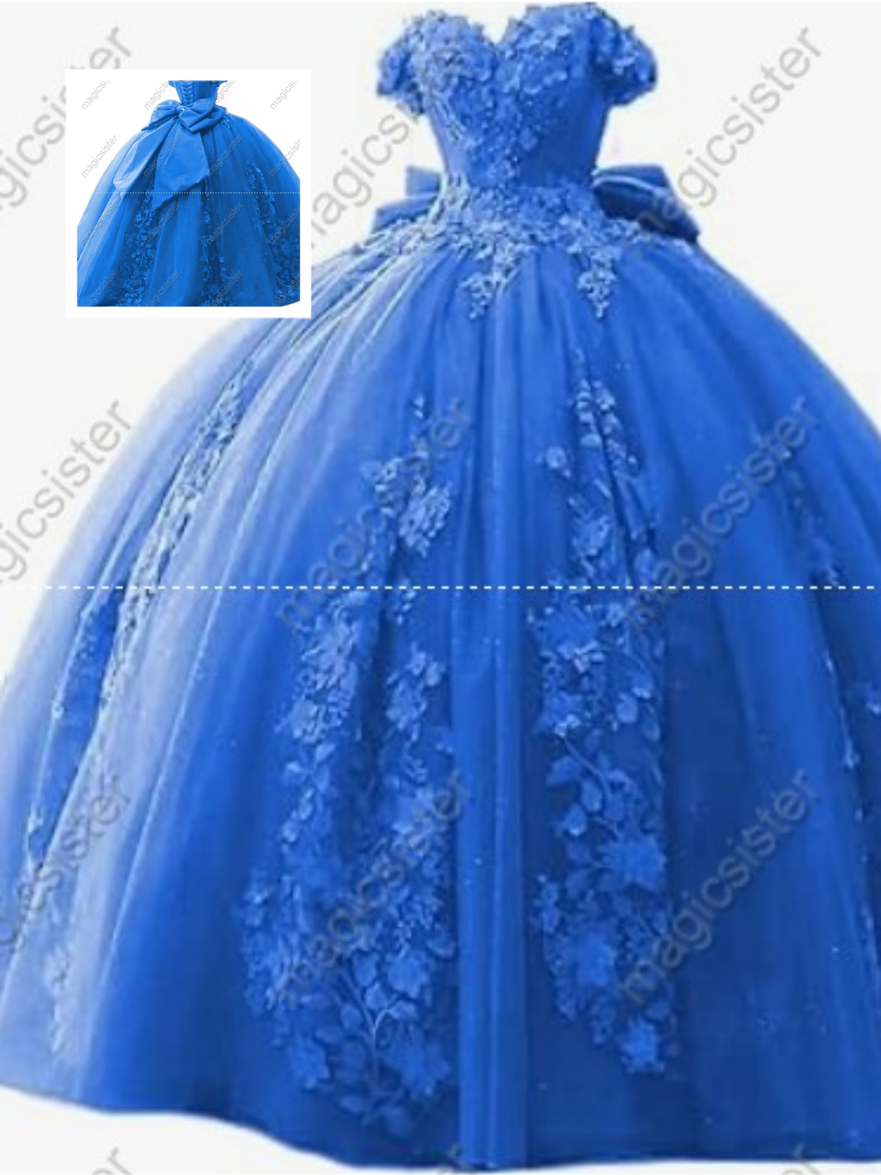 Factory Wholesale 3D Pearls Embroidered Floral Quinceanera Dress