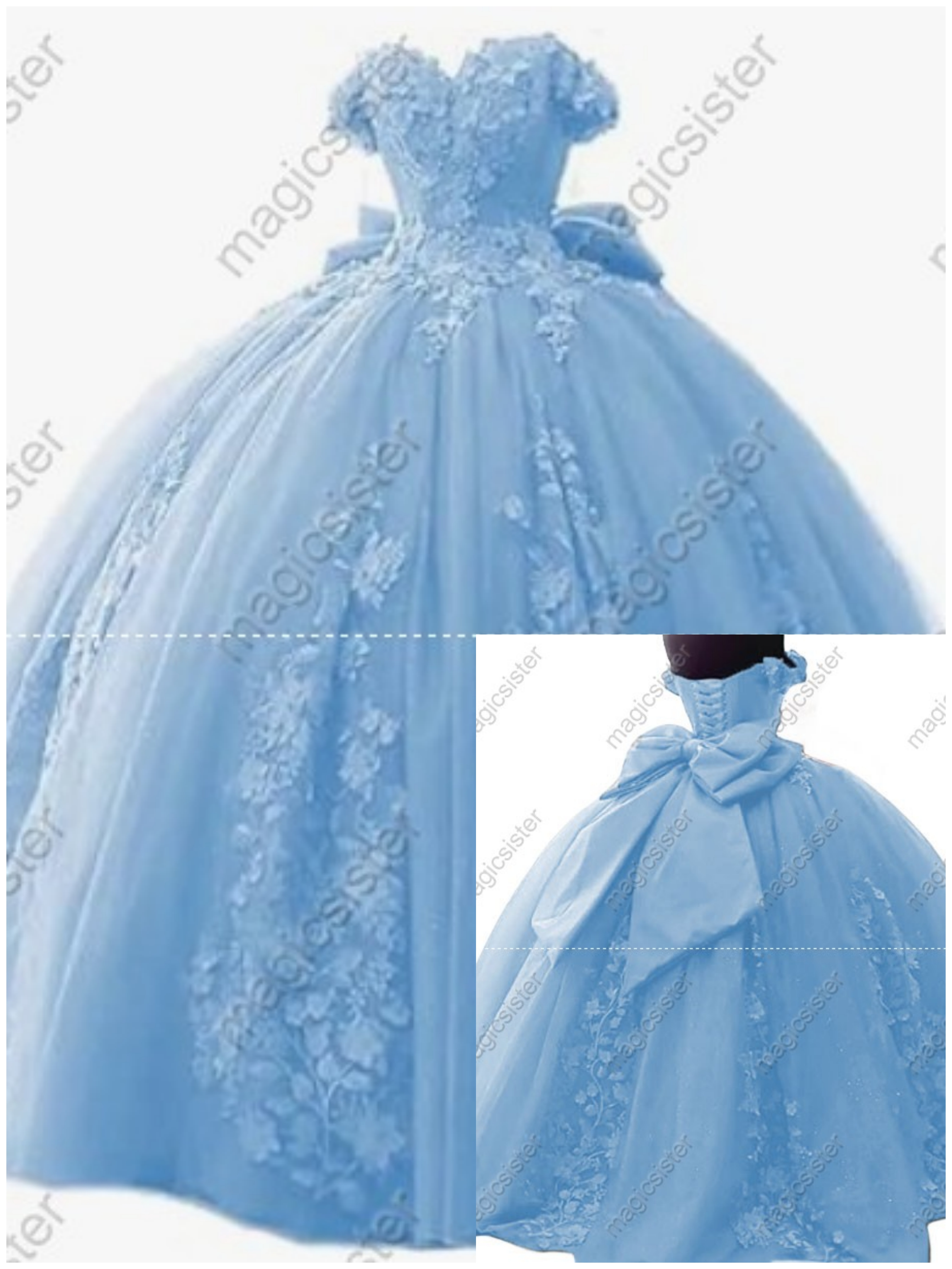 Factory Wholesale 3D Pearls Embroidered Floral Quinceanera Dress