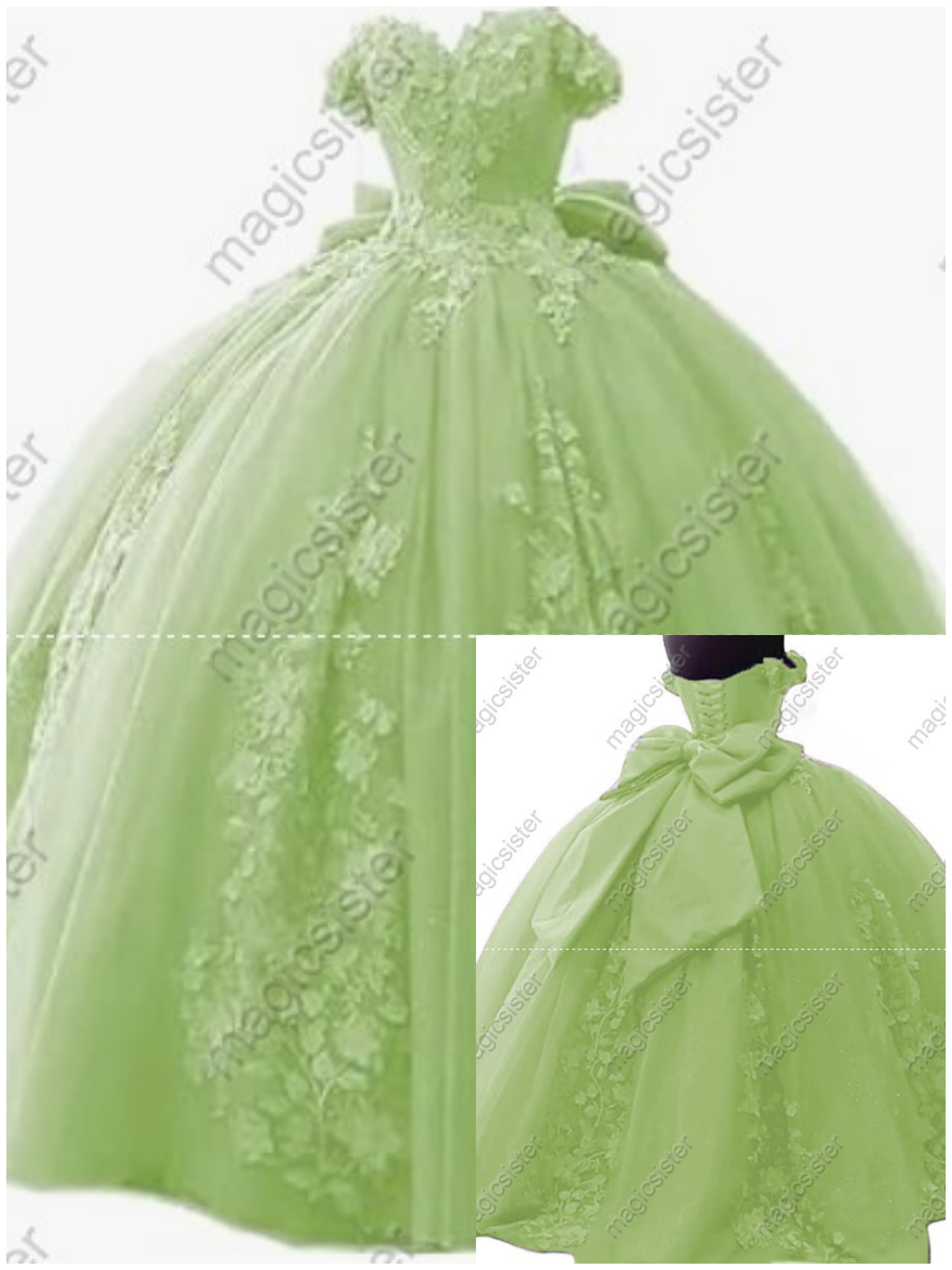 Factory Wholesale 3D Pearls Embroidered Floral Quinceanera Dress