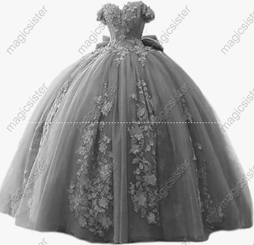 Factory Wholesale 3D Pearls Embroidered Floral Quinceanera Dress