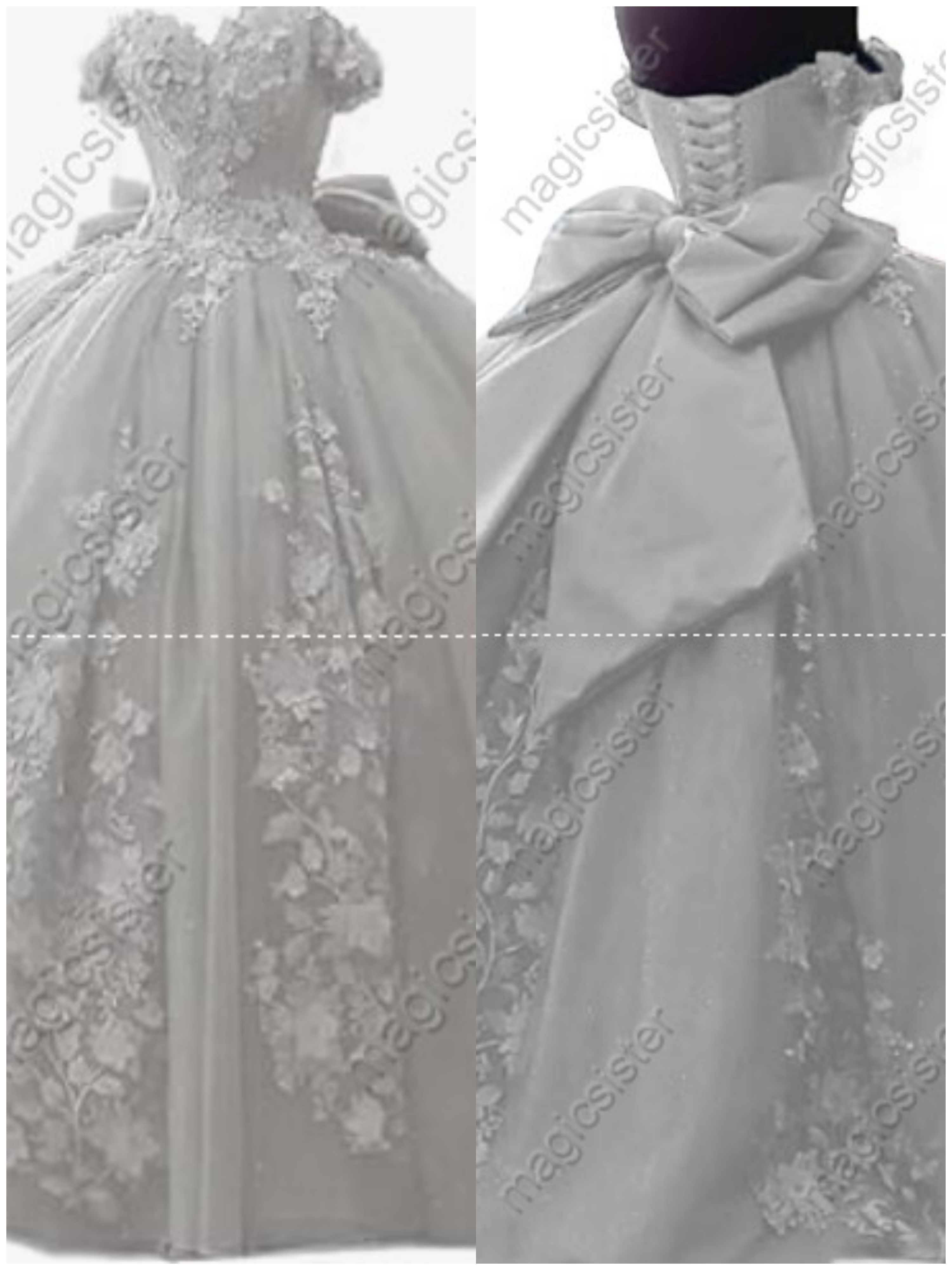 Factory Wholesale 3D Pearls Embroidered Floral Quinceanera Dress