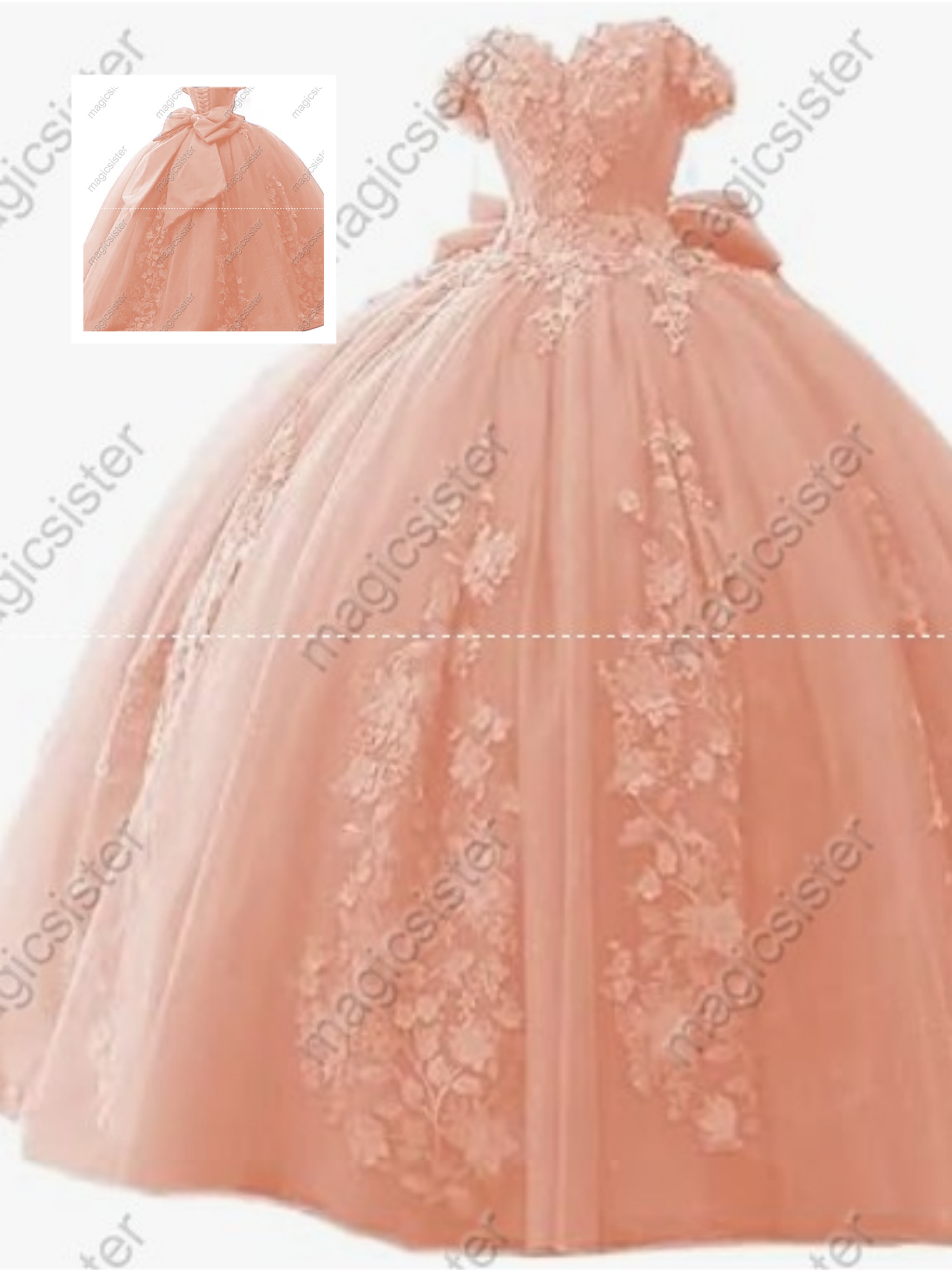 Factory Wholesale 3D Pearls Embroidered Floral Quinceanera Dress