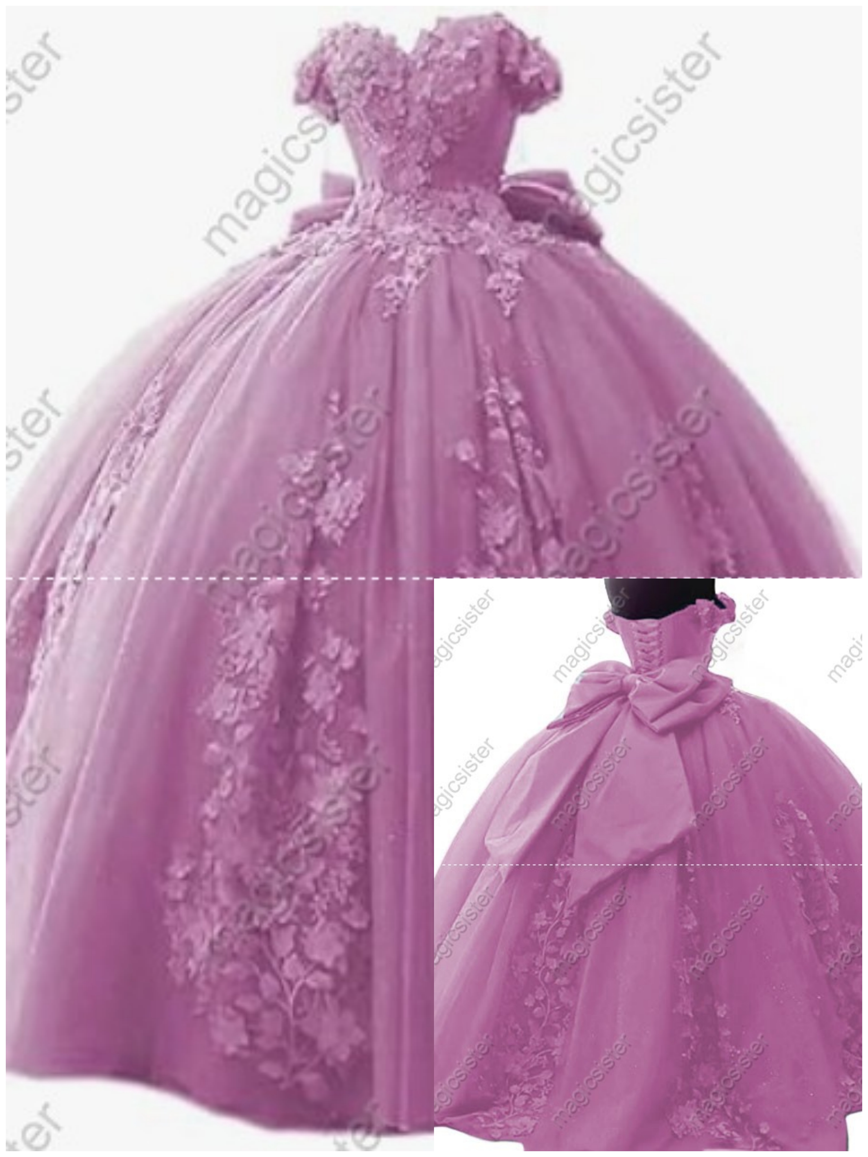 Blush Factory Wholesale 3D Pearls Embroidered Floral Quinceanera Dress