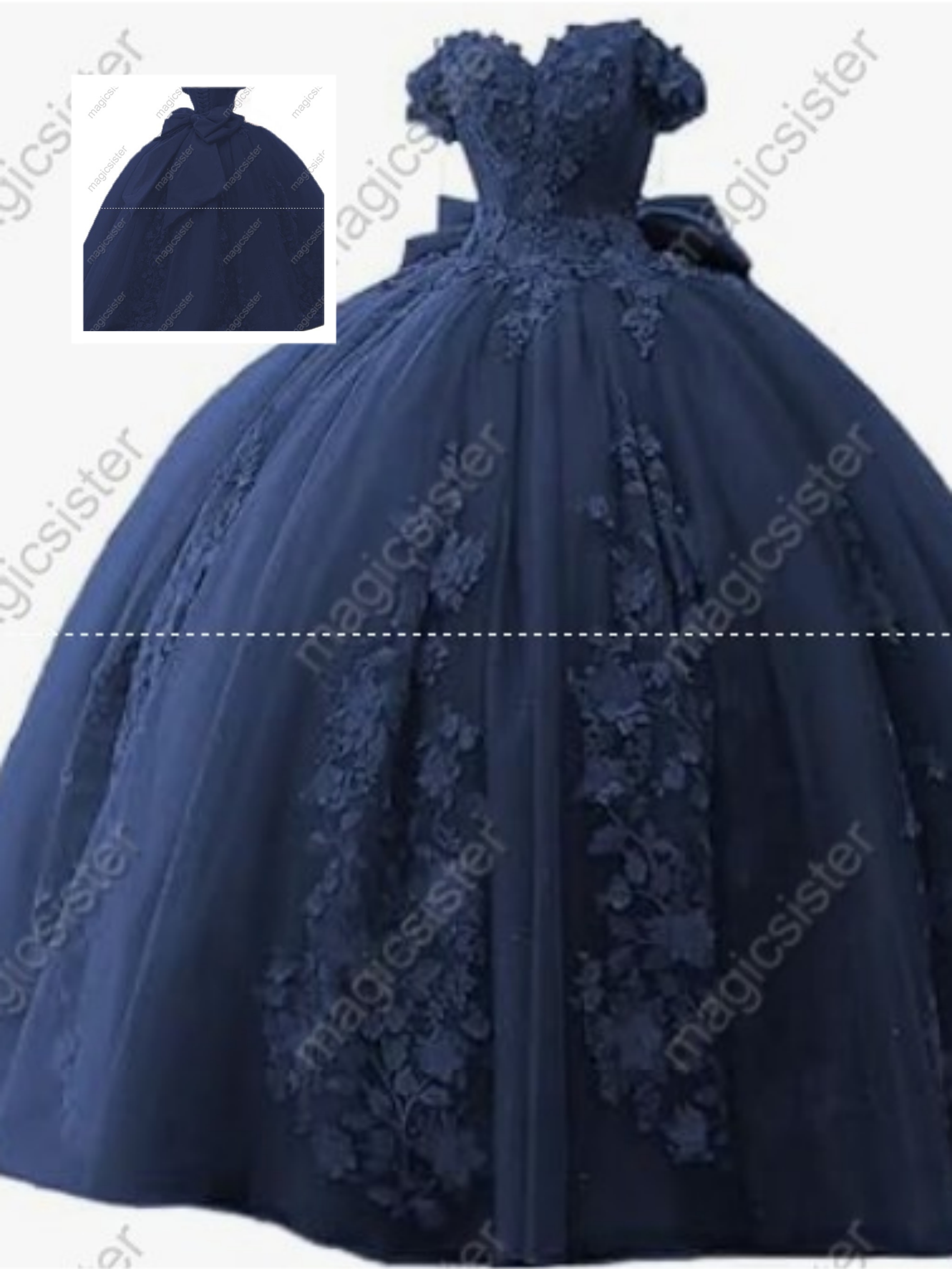 Factory Wholesale 3D Pearls Embroidered Floral Quinceanera Dress