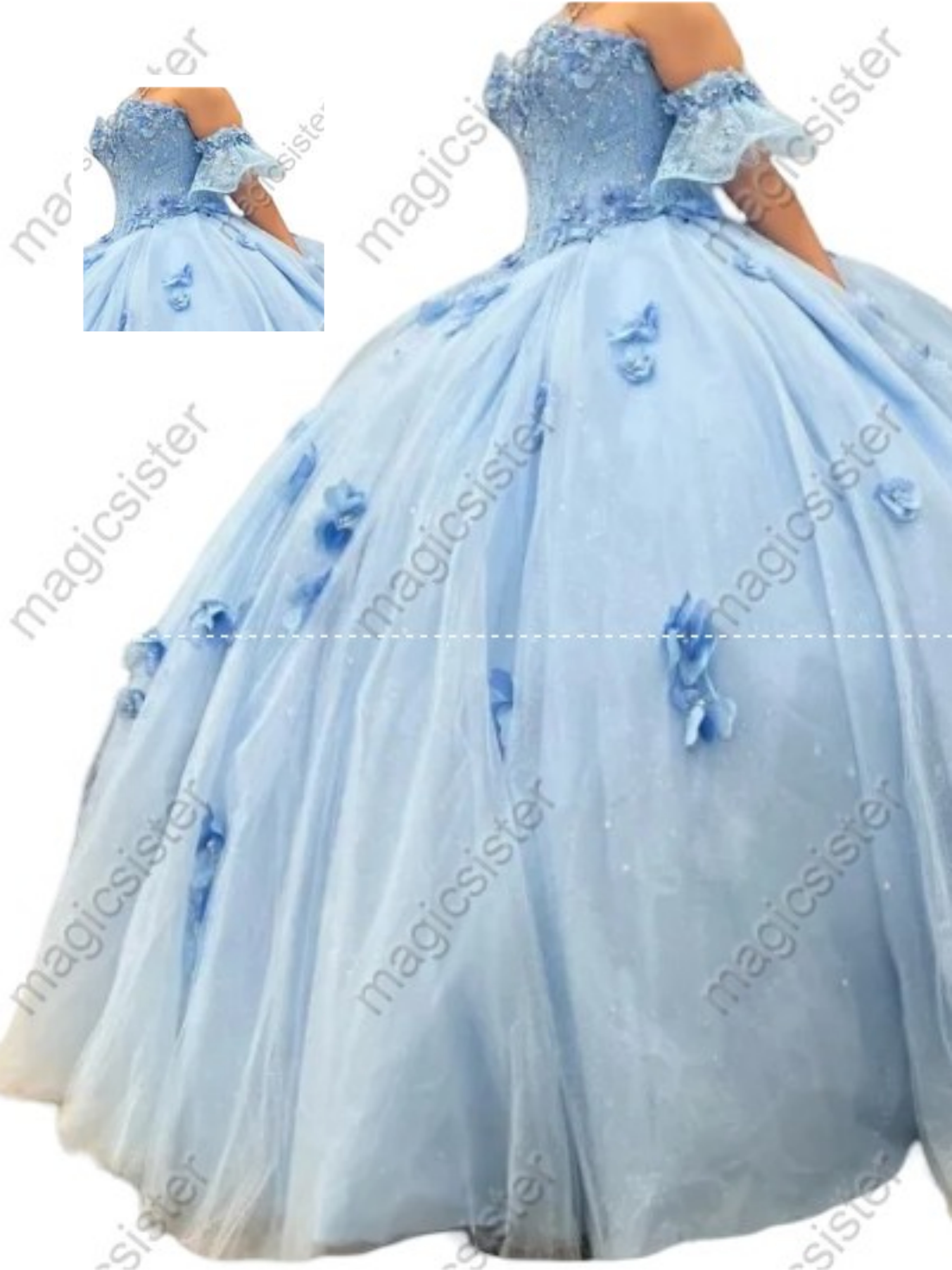 Factory Wholesale Elegant 3D Flower Quinceanera Dress