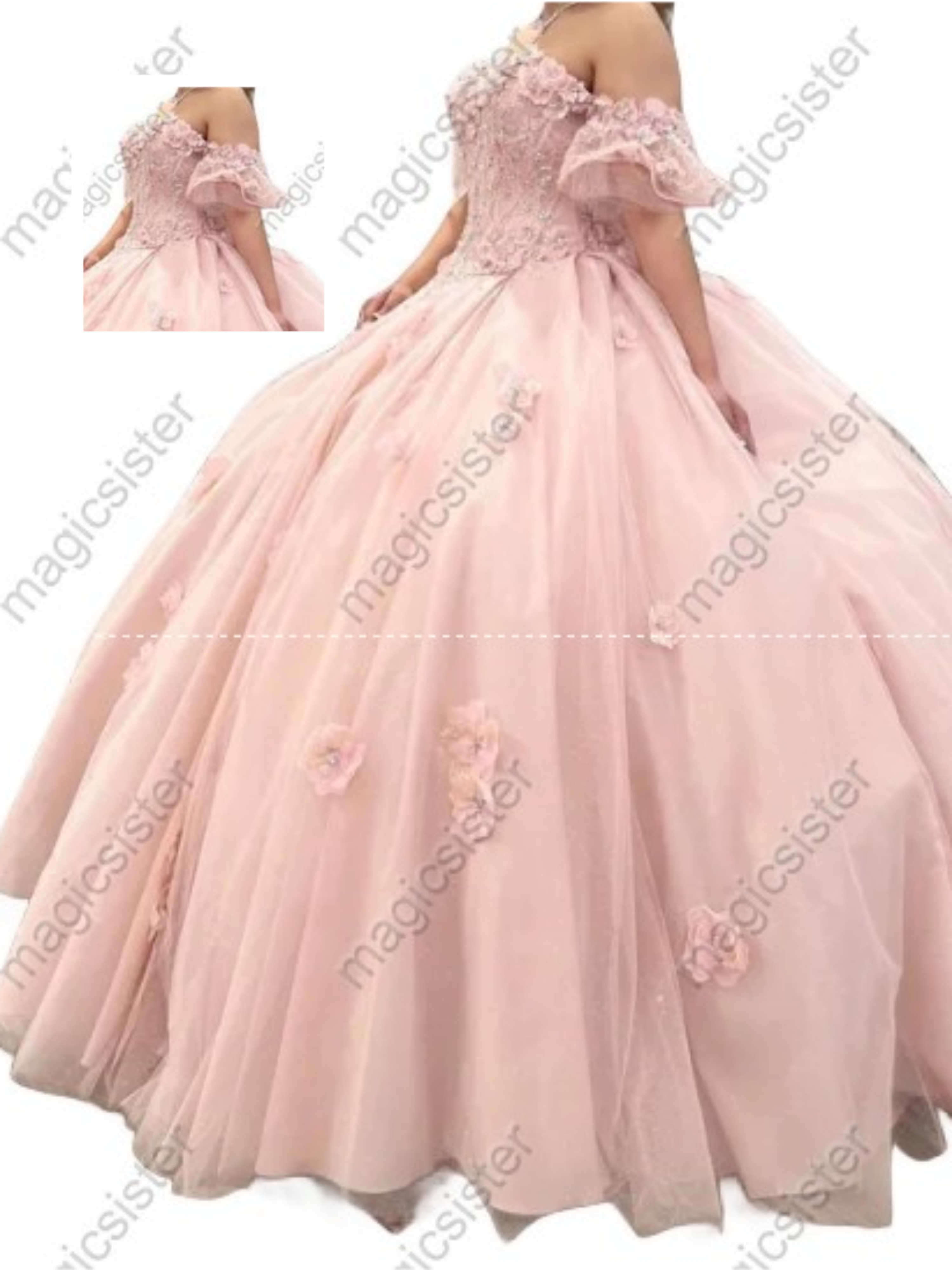 Blush Factory Wholesale Elegant 3D Flower Quinceanera Dress