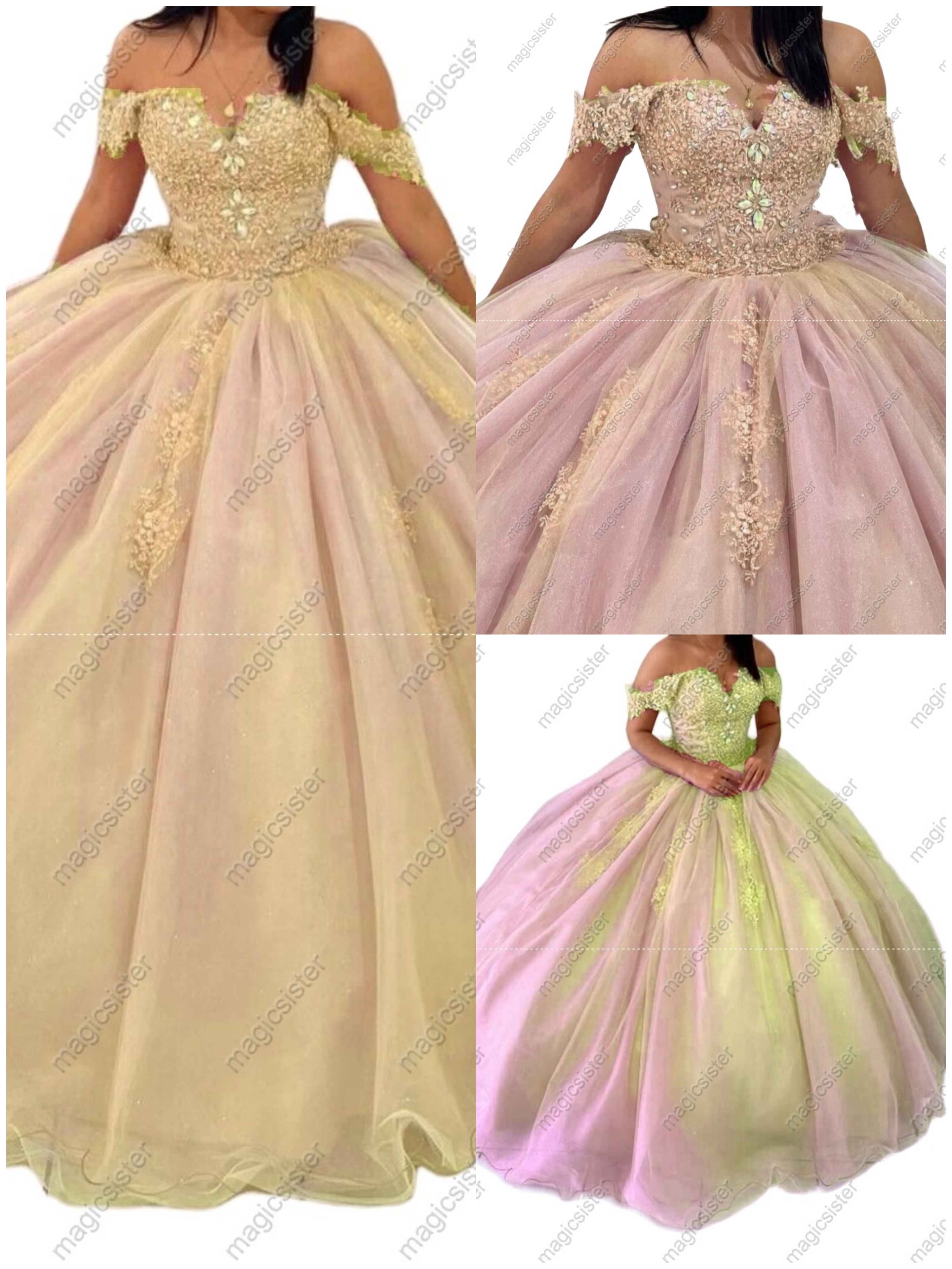 Factory Wholesale Floral Appliques Ball Gown Quinceanera Dress
