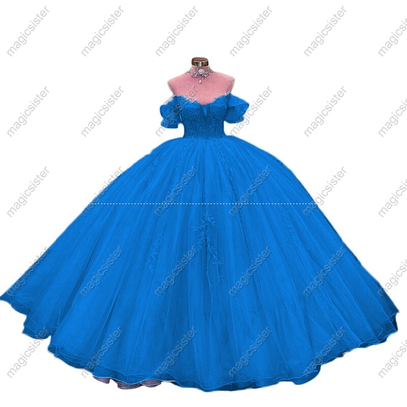 Factory Wholesale Glitter Floral Appliques Quinceanera Dress