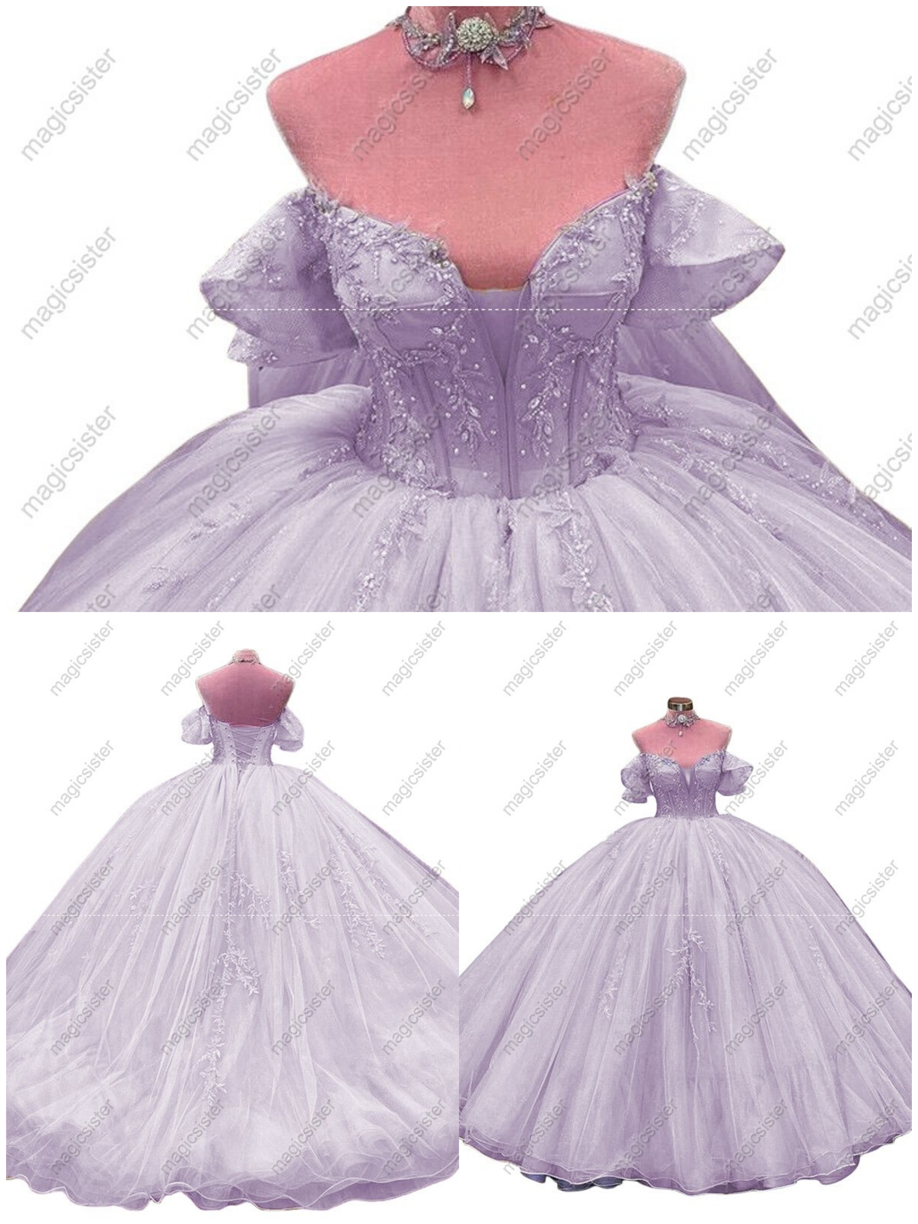 Factory Wholesale Glitter Floral Appliques Quinceanera Dress