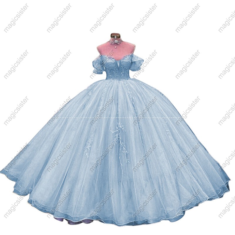 Factory Wholesale Glitter Floral Appliques Quinceanera Dress