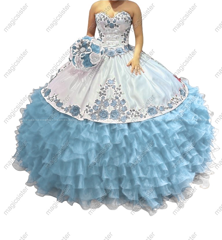 Factory Wholesale Hotselling Embroidery Charro Quinceanera Dress