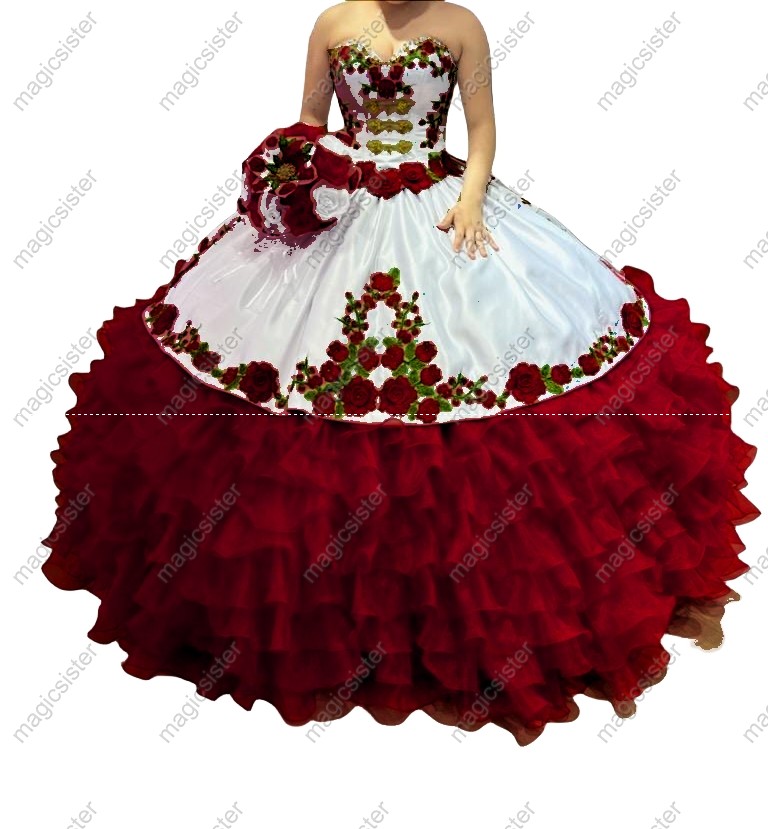 Factory Wholesale Hotselling Embroidery Charro Quinceanera Dress