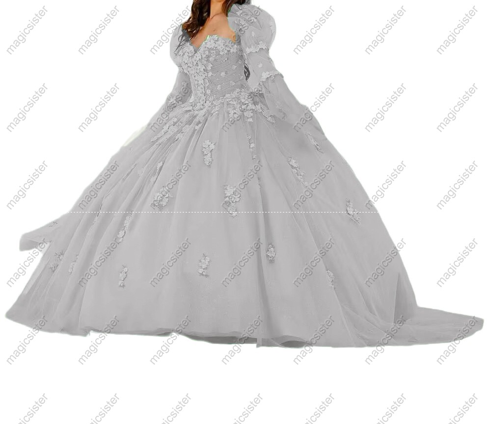 BELL SLEEVE STRAPLESS BALL GOWN