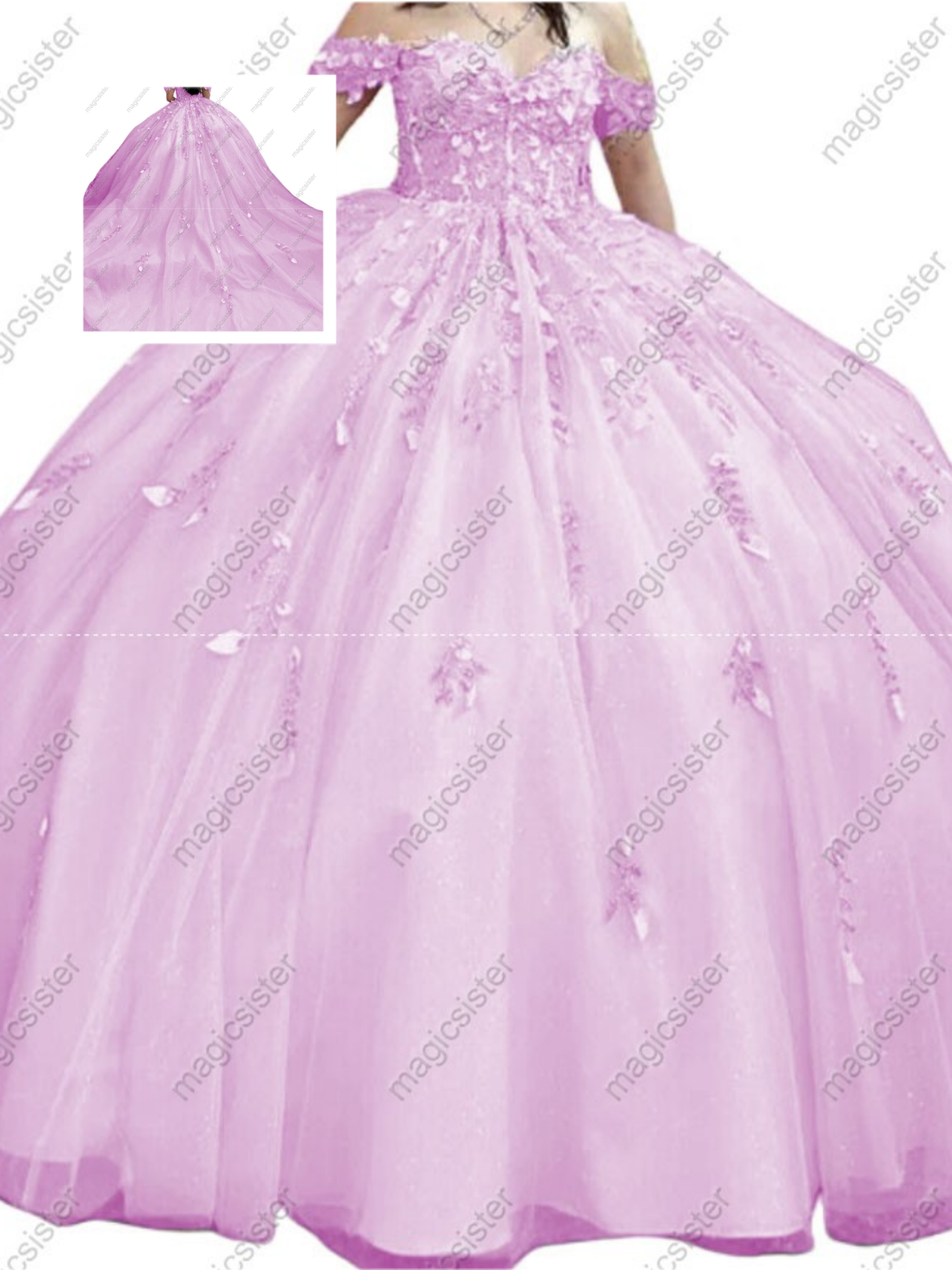 Factory Wholesale Glitter Floral Appliques Quinceanera Dress