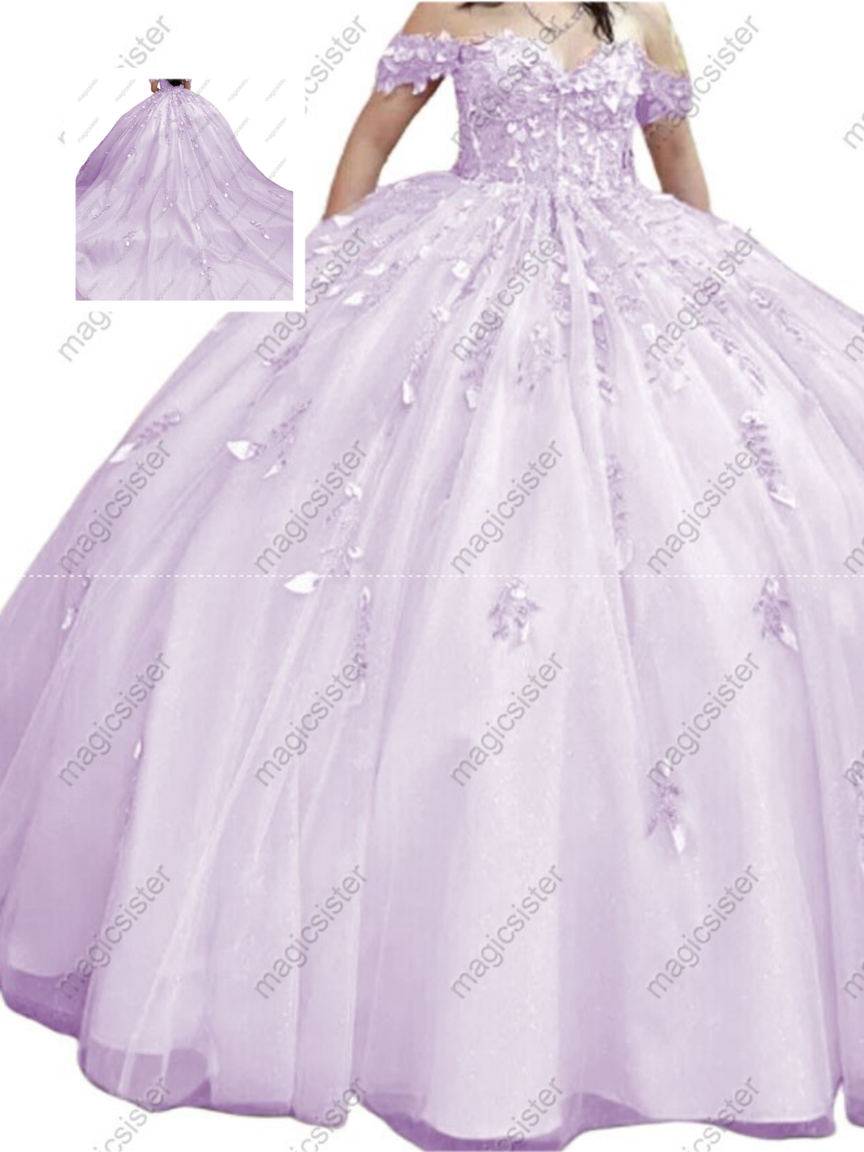 Factory Wholesale Glitter Floral Appliques Quinceanera Dress