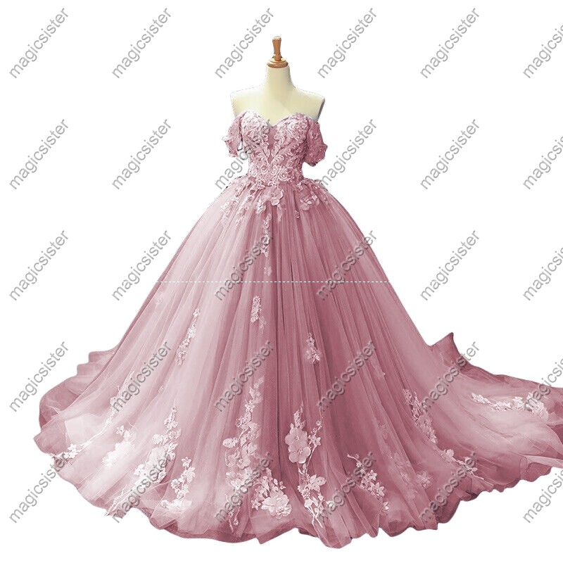 bkush Factory Wholesale Off Shoulder Appliques Ball Gown Quinceanera Qress