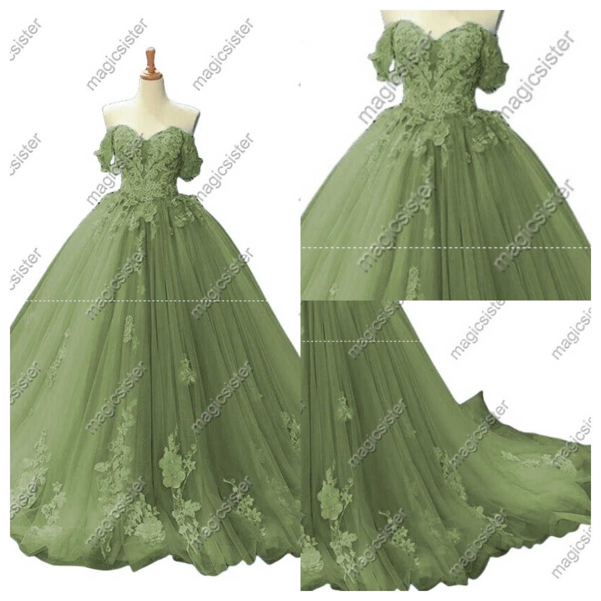 Sage Factory Wholesale Off Shoulder Appliques Ball Gown Quinceanera Qress