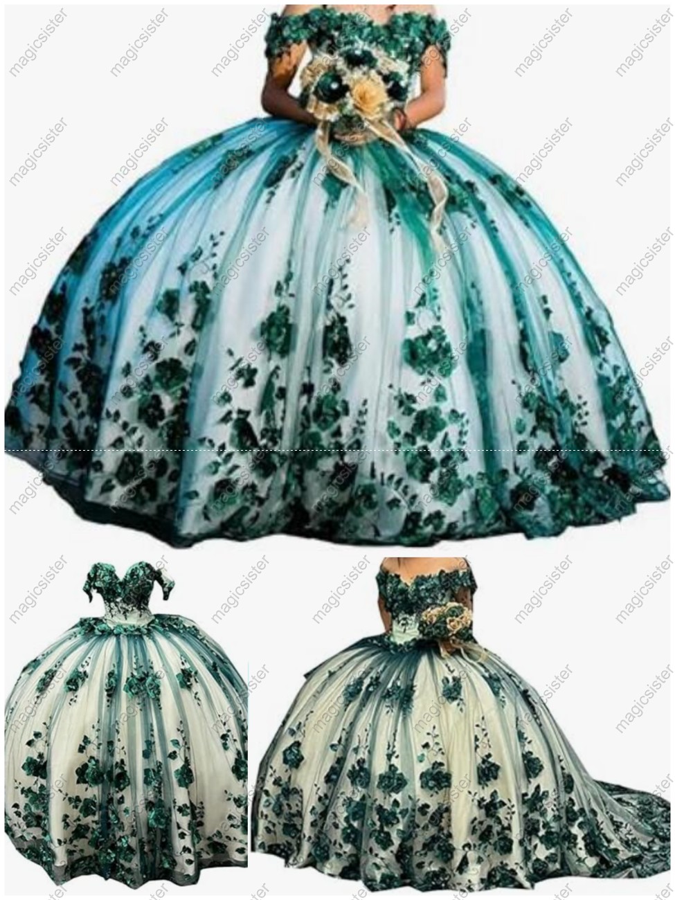 Luxury Factory Wholesale 3D Flower Quinceanera Dress