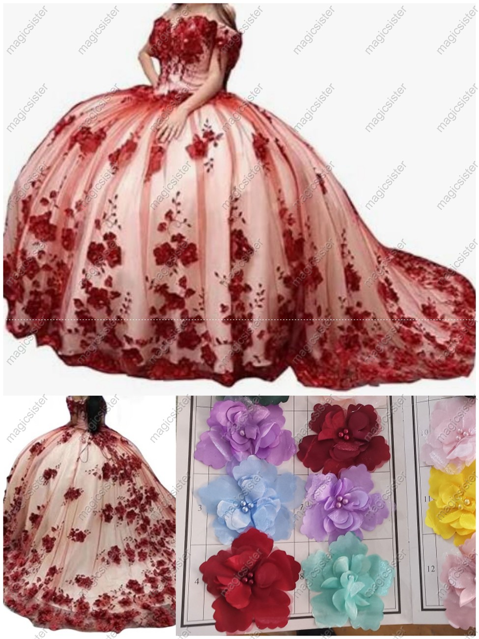 Luxury Factory Wholesale 3D Flower Quinceanera Dress