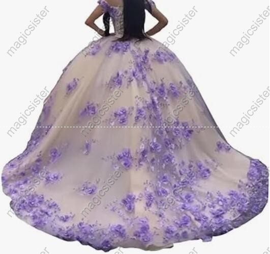 Luxury Factory Wholesale 3D Flower Quinceanera Dress