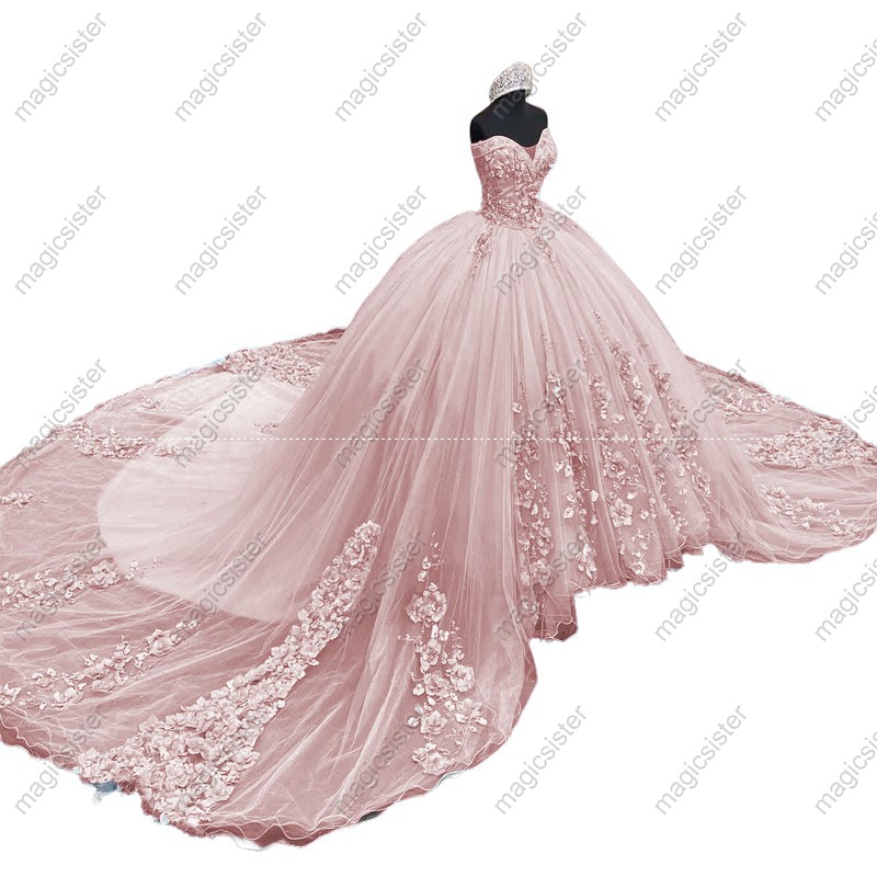 Blush Factory Wholesale Luxury 3D Floral Quinceanera Dress