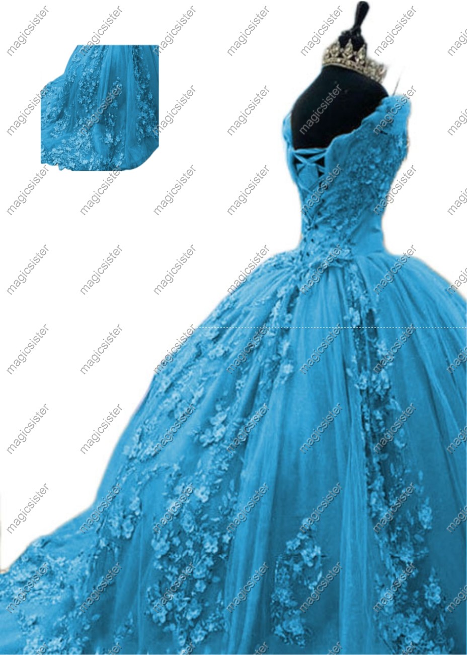 Factory wholesale quinceanera dress 3D flower off-shoulder sweet dress