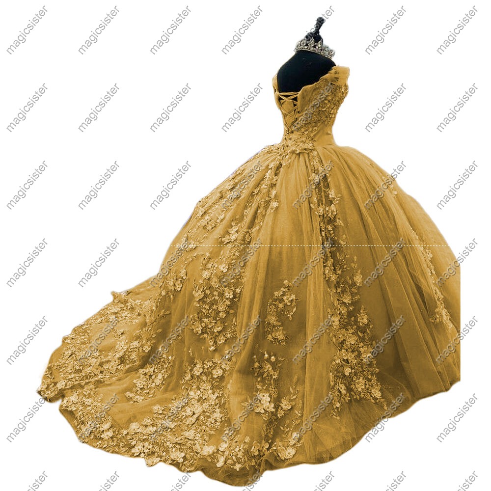 Factory wholesale quinceanera dress 3D flower off-shoulder sweet dress