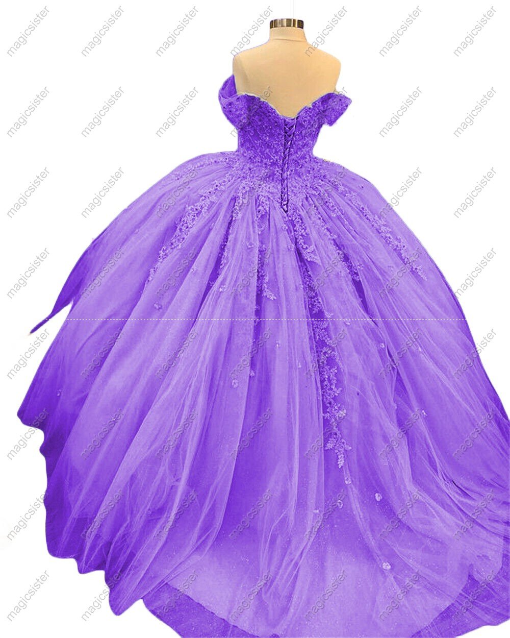 Luxury Glitter Floral Appliques Quinceanera Dress
