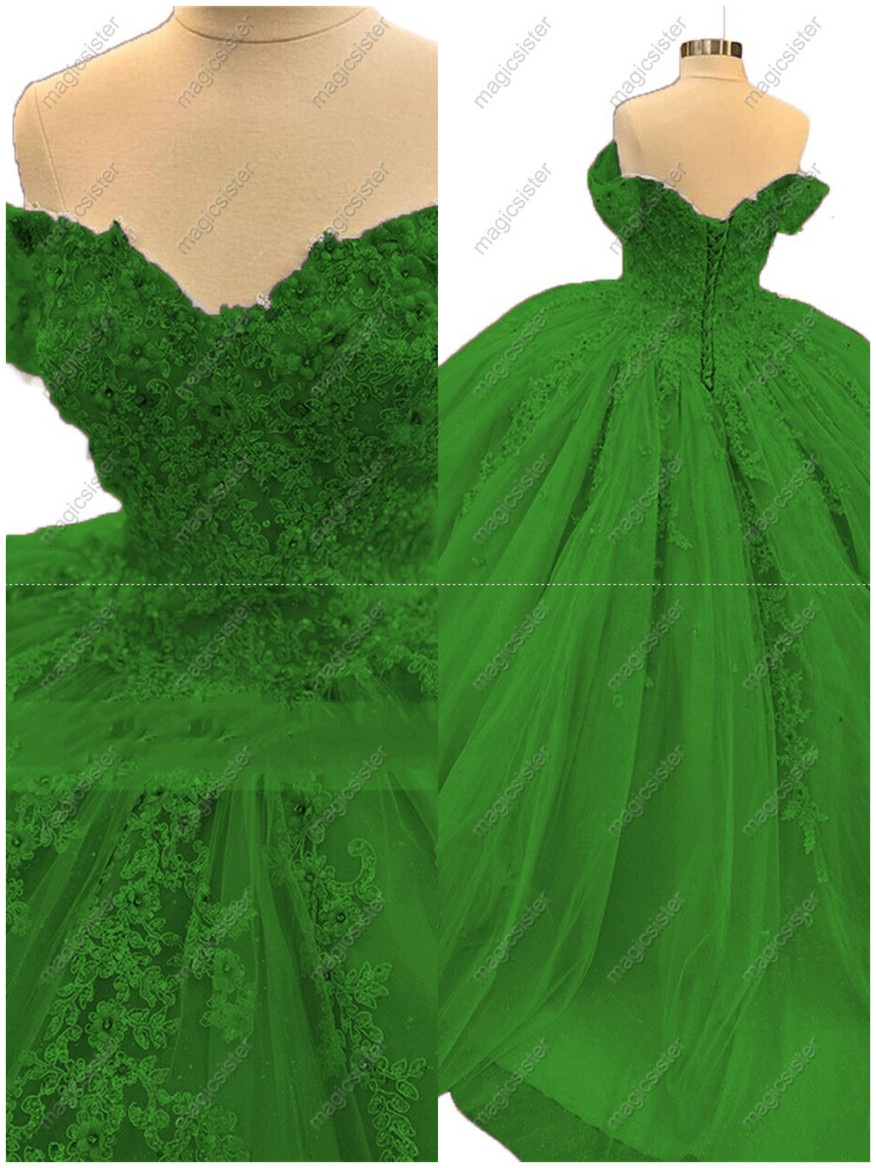 Luxury Glitter Floral Appliques Quinceanera Dress