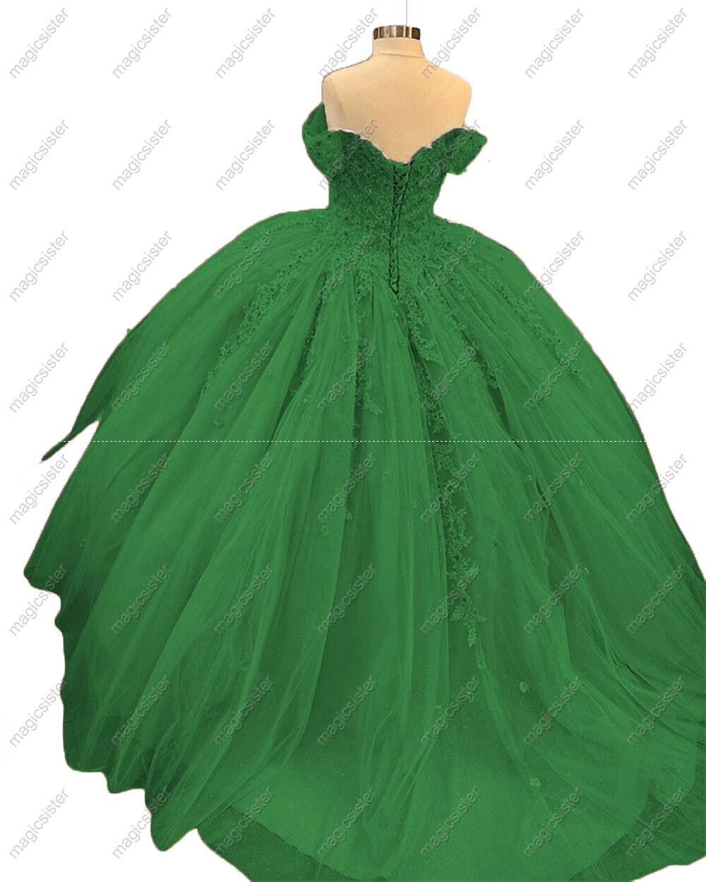 Luxury Glitter Floral Appliques Quinceanera Dress