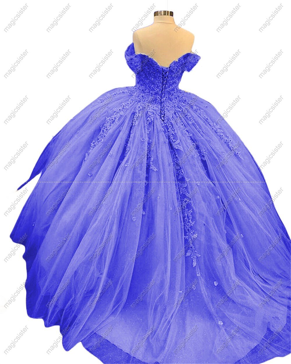 Luxury Glitter Floral Appliques Quinceanera Dress