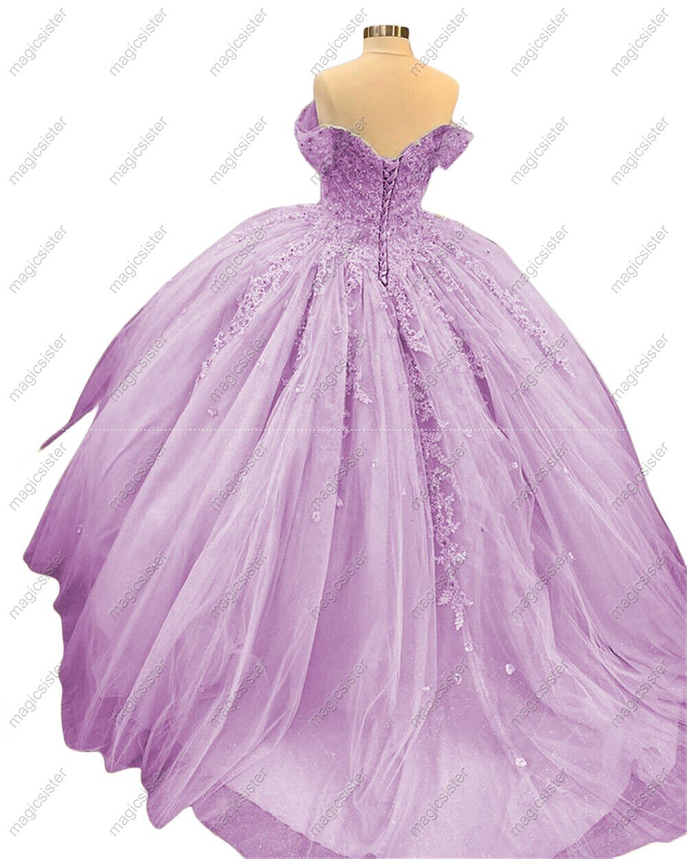 Luxury Glitter Floral Appliques Quinceanera Dress