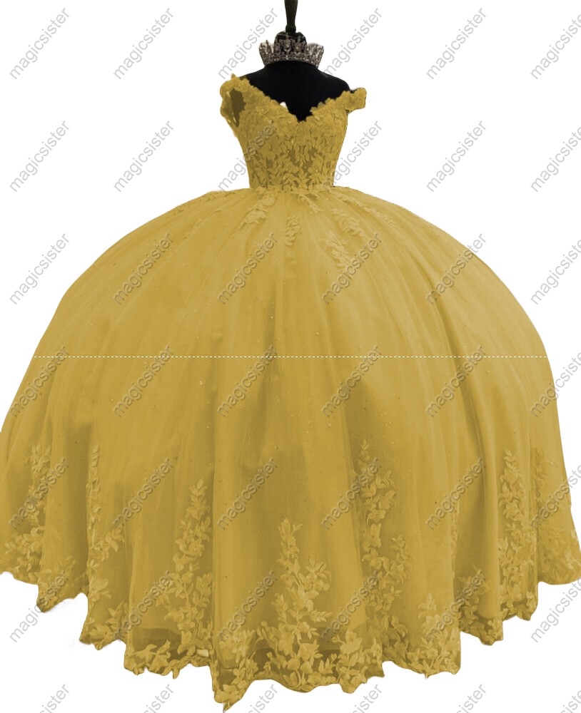 Off Shoulder Ball Gown Quinceanera Dresses With Flowers Prom Gowns Tulle Lace Corset For Sweet