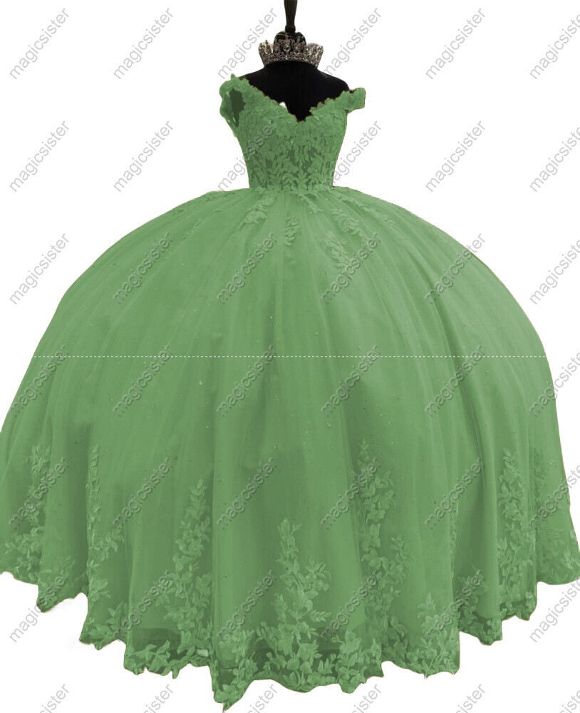 Off Shoulder Ball Gown Quinceanera Dresses With Flowers Prom Gowns Tulle Lace Corset For Sweet