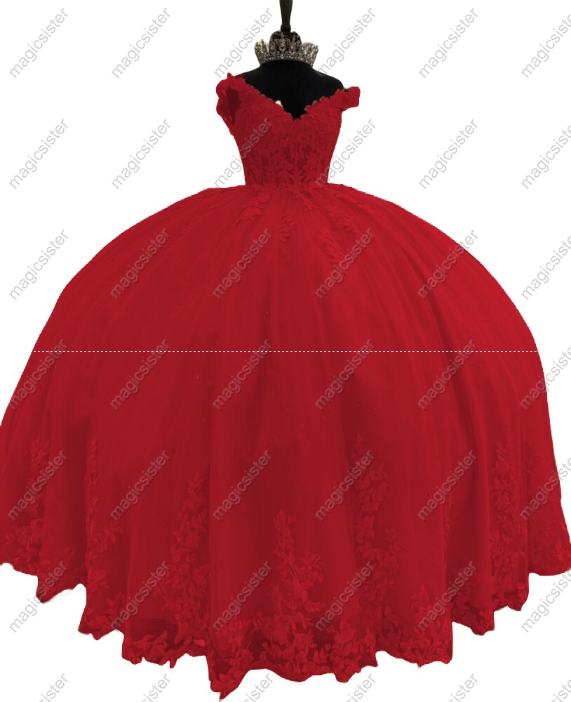 Off Shoulder Ball Gown Quinceanera Dresses With Flowers Prom Gowns Tulle Lace Corset For Sweet