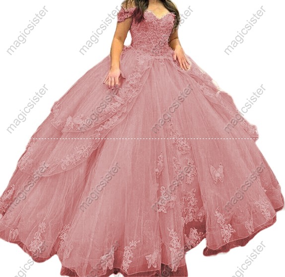 Off The Shoulder Ruffles Quinceanera Dresses Ball Gown Appliques Lace Sweet