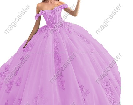 Off The Shoulder Tulle Quinceanera Dresses Ball Gown 3D Flower Lace Applique Corset