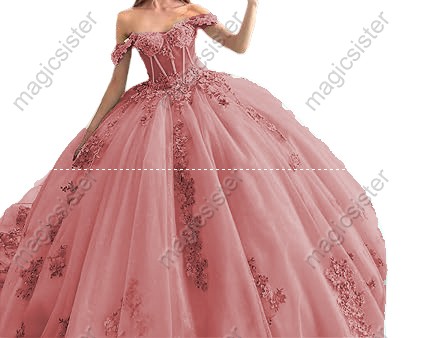 Off The Shoulder Tulle Quinceanera Dresses Ball Gown 3D Flower Lace Applique Corset