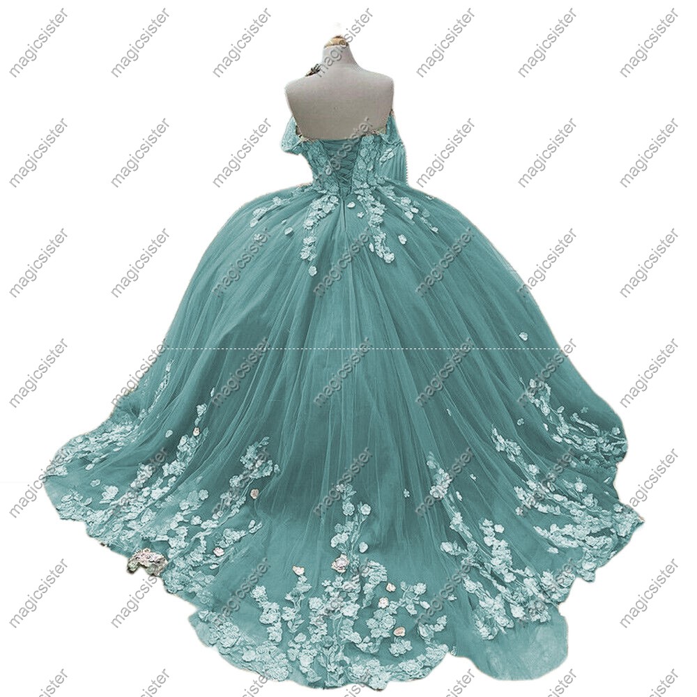 Factory wholesale 3D flower backless quinceanera dress