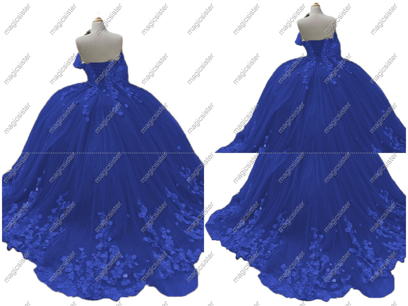 Factory wholesale 3D flower backless quinceanera dress